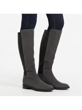 Blondo Waterproof Charcoal Grey Suede Tall Flat Leather Riding Boots Size 7.5